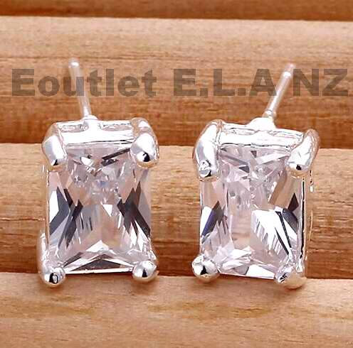9x7mm EMERALD CUT CZ STUD EARRINGS